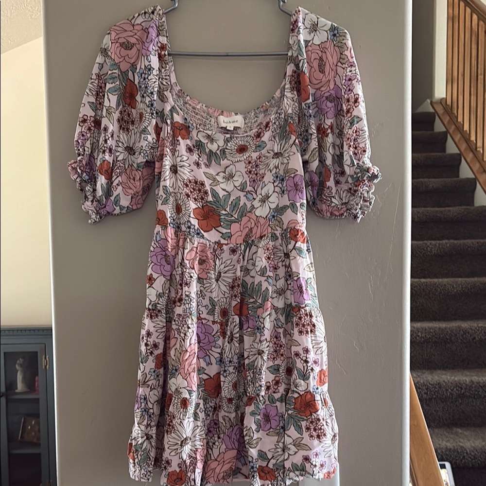 Floral Puff Sleeve Mini Dress